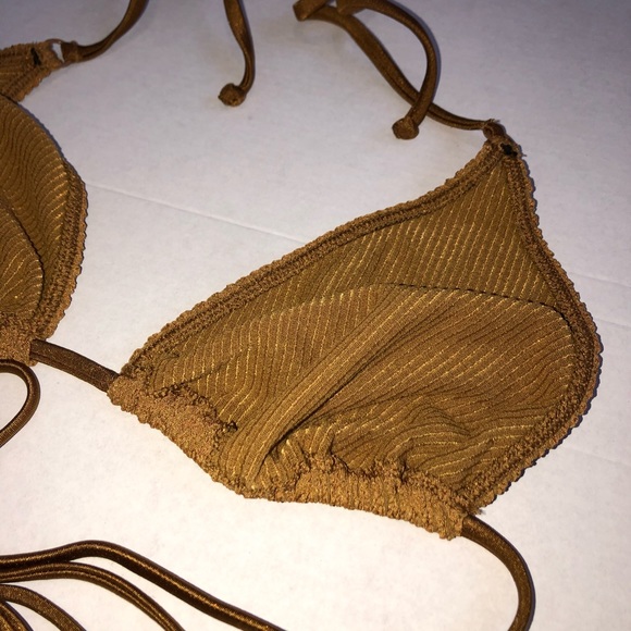 Good American Tiny Ties Bikini Top Swimsuit in Bronze - Size 5/6 XXL- NWT set - Picture 11 of 16